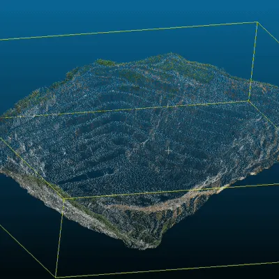 Imagem de um modelo 3D de um local de cava